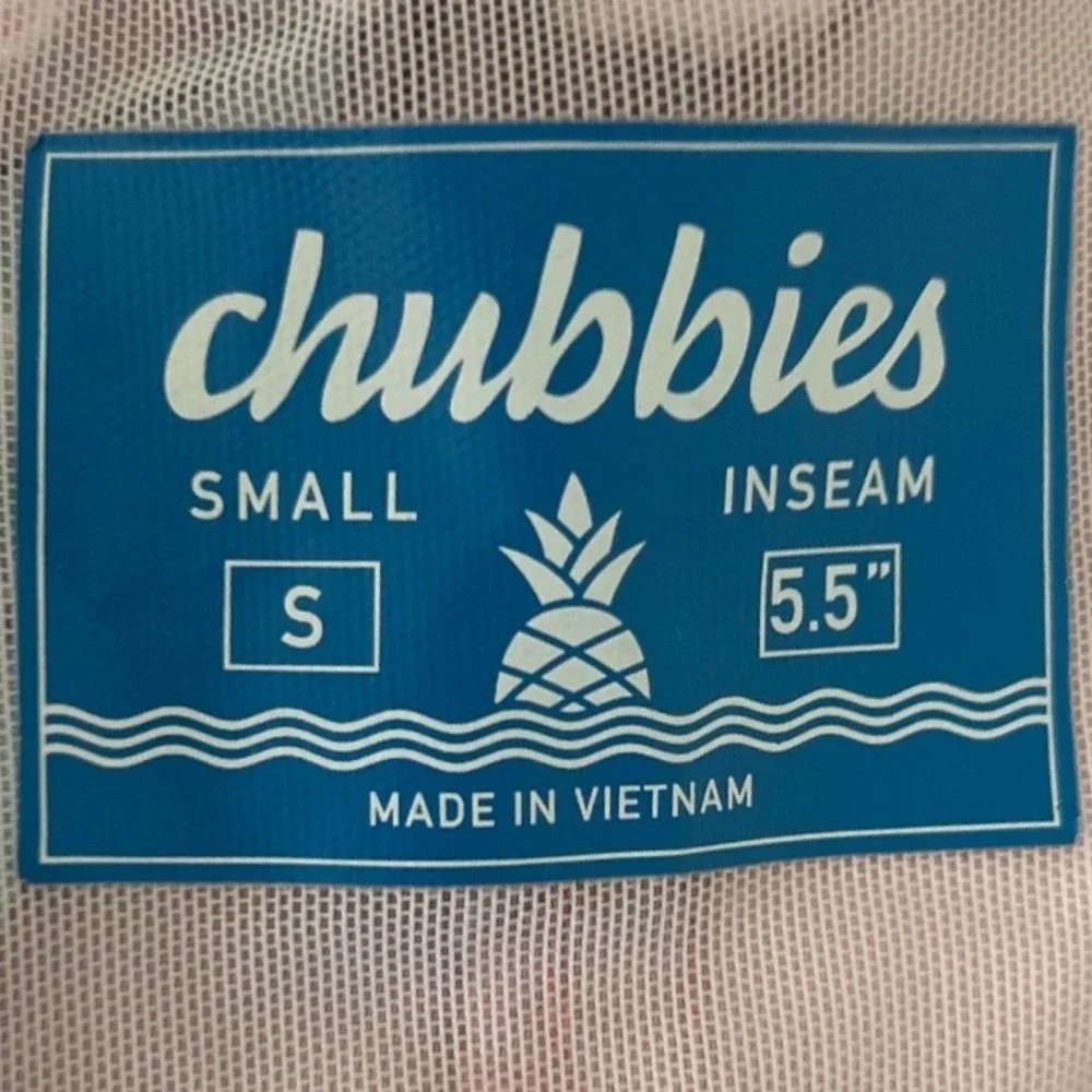 Chubbies Mens Pink Blue Striped Swim Trunks‎ 5.5 Inch Inseam Mesh Lined SZ SM